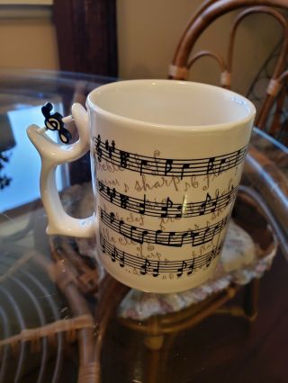 Barnes And Noble Cafe Music Note Coffee Mug/cup Music Note Spinner On Handle