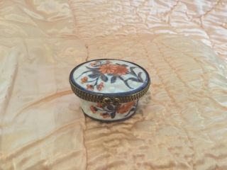 Limoges,  France Peint Main Trinket Box Imari Oval Vintage