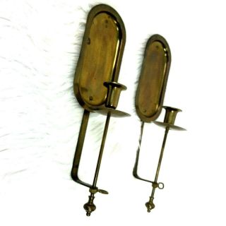 Vintage Brass Wall Sconce Pair Candle Holder Taper 15.  5 Inch Set Of Two