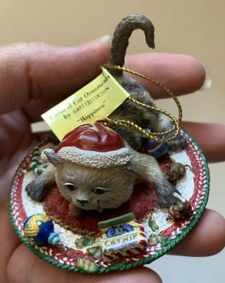 Comical Cat Christmas Ornament By Gary Patterson " Happiness " Danbury