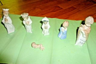 Lladro Mini Sagrada Familia Holy Family Porcelain Ornaments Nativity Set Of 6