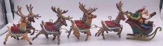 1992 Santa And His Reindeer Complete Hallmark Ornament
