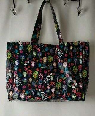 Paperchase Owls Large Tote Bag Purse Handbag Floral Rainbow Hearts Multi - Colored