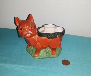 Vintage Japan Ceramic Dog Boxer Ceramic Planter Ashtray