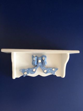 Wooden Decorative Wall Shelf Baby Kids Nursery Room Hand Painted Blue Bow