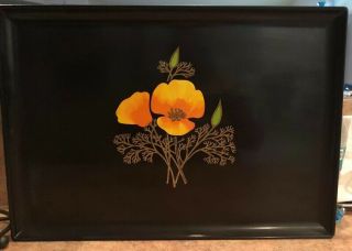 Couroc Of Monterey Tray Yellow And Orange Flower Vintage 12.  5x18”