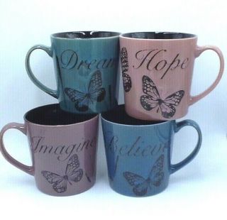 Pfaltzgraff Inspirational Coffee Tea Mugs Set Of 4 Stoneware Hope Believe Dream
