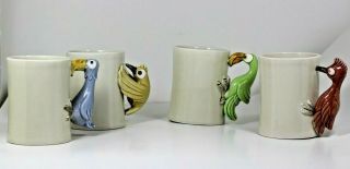 Fitz & Floyd " Bird In Hand " Mug Set Of 4 Vintage