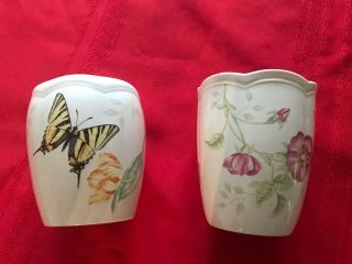 Lenox Butterfly Meadow Bathroom Set Toothbrush Holder And Cup,  Pre - Owned,  No Box