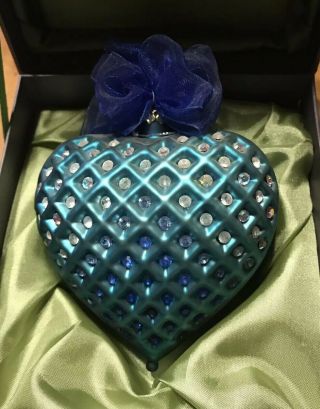Swarovski Expressions From The Heart Glass Ornament With Crystals Teal Color