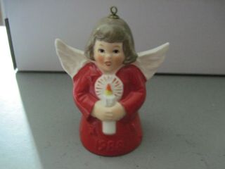 1988 Goebel Angel Bell Ornament Red With Candle