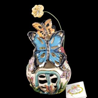 Blue Sky Clayworks Heather Goldminc Butterfly Candle House Fairy Tales Retired