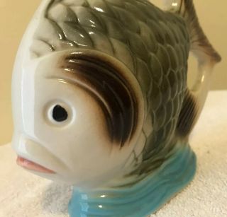Vintage Ceramic Coastal Decorative Fish Made In Brazil Beach Nautical Decor