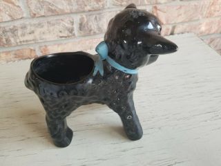 Vintage Baby Black Sheep Lamb Bull Planter with Blue Bow 3