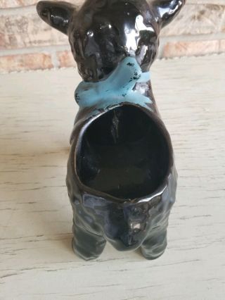 Vintage Baby Black Sheep Lamb Bull Planter with Blue Bow 5