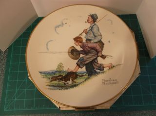 Norman Rockwell " Gone Fishing " (1948) By Gorham - 10 5/8 " Plate Of 1974 (w/ Box)