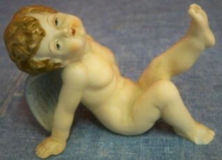 Vintage Bisque Porcelain Cherub Piano Baby Ucagco Made In Japan 4 " X 3 " Tall Hp