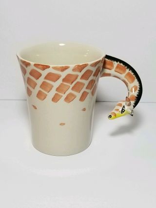 Pier 1 Stoneware Handpainted Giraffe Neck Handle Mug Coffee Cup