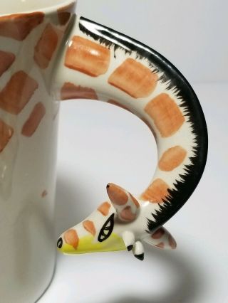 Pier 1 Stoneware Handpainted Giraffe Neck Handle Mug Coffee Cup 2