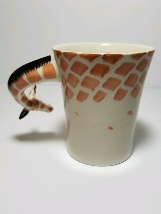 Pier 1 Stoneware Handpainted Giraffe Neck Handle Mug Coffee Cup 4
