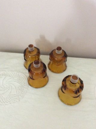Home Interior / Homco Set Of 4 Amber Tulip Shape Votive Cups / Candle Holders