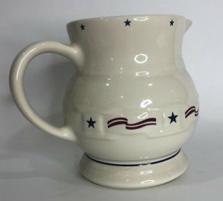 Longaberger Pottery Large 2 Qt.  4th Of July Stars & Stripes All American Pitche