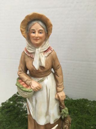 Homco Figurine Garden Lady Woman with Bunny and Basket 1409 Spring Easter 2