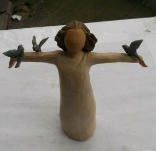 Vintage Willow Tree Figurine 5.  5 " Happiness Young Girl With Birds Adorable Look