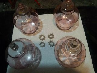 Vintage Peg Votive Cups Glass Candle Holders 4 Pink Celeste Home Interior