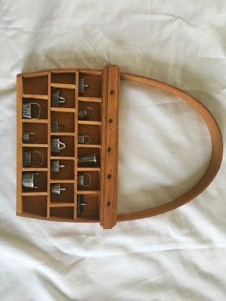Wooden Basket Shadowbox With 15 Resin Pewter Look Longaberger Mini Baskets