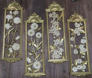 Vintage Dart Industries / Homco The Four Seasons Floral Wall Plaques,  Set Of 4