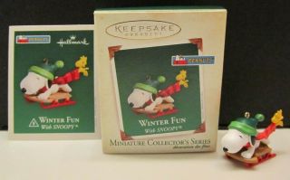 2005 Hallmark Winter Fun With Snoopy Miniature Ornament,  8 In Series