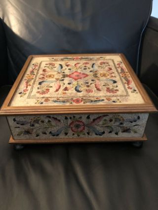 Robert M.  Weiss Wooden Box Made In Peru Large Footed Colorful
