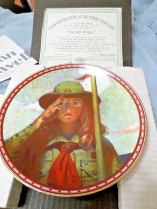 Vintage Norman Rockwell " On My Honor " 1988 China Plate 15111a Girl Scout