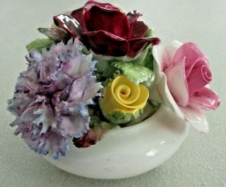 Vintage 3.  25 " Royal Doulton Potted Floral Bouquet Porcelain Bone China England