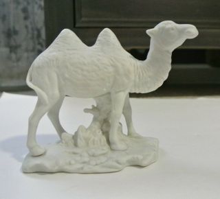 Vintage 1974 Aldon Japan White Bisque Porcelain Camel 6 " X 4.  5 " Figurine