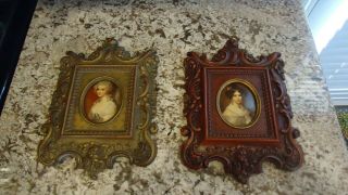Vintage Syroco Wood Framed Victorian Ladies Prints