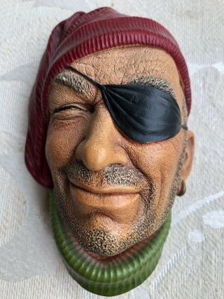 Vtg Bossons Wall Ornament Chalkware Face Of Smuggler Pirate Handpainted England
