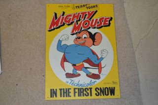 Mighty Mouse In The First Snow Tin Metal Sign 17.  5 " X 12.  5 "