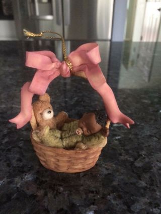 Miss Martha’s African American Baby In Basket Ornament