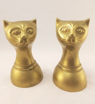 Brass Cat Bookends Vintage Art Deco Made In Korea Mid Century Kitsch Patina
