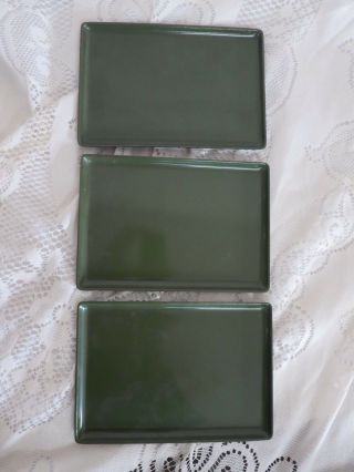 3 Vintage Retro Plates Platter Tray Melmac Type 7 1/2 " X 5 1/4 " Olive Green