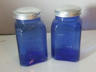 Pair Cobalt Blue Salt And Pepper Shakers Kitchenware