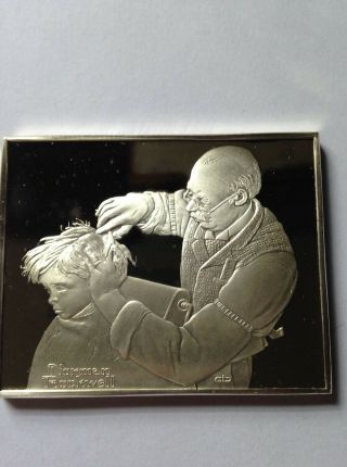 Norman Rockwell Fondest Memories 3 Oz.  925 Solid Sterling Silver Bar The Barber
