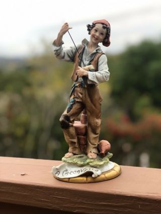 Capodimonte Porcelain Figurine Of Poor Boy Playing Music