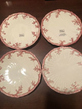 Fitz And Floyd Bread And Butter Plates Oceana,  Vintage 1980s,  Coral,  Set Of 4
