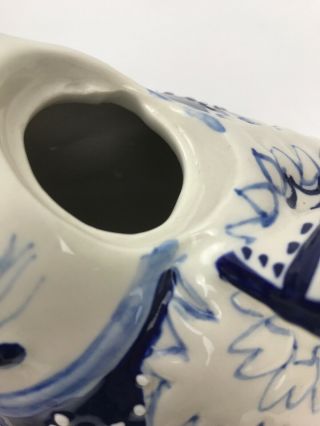 Blue Sky Clayworks BLUE WHITE KOI FISH Ceramic Tea Pot Heather Goldminc 2013 7