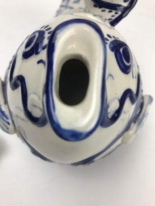 Blue Sky Clayworks BLUE WHITE KOI FISH Ceramic Tea Pot Heather Goldminc 2013 8