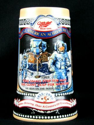 Nasa Miller High Life Beer Stein Mug Great American Achievements Apollo 11 Moon