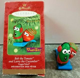 Veggie Tales Bob The Tomato And Larry Cucumber Sled Hallmark Ornament Keepsake